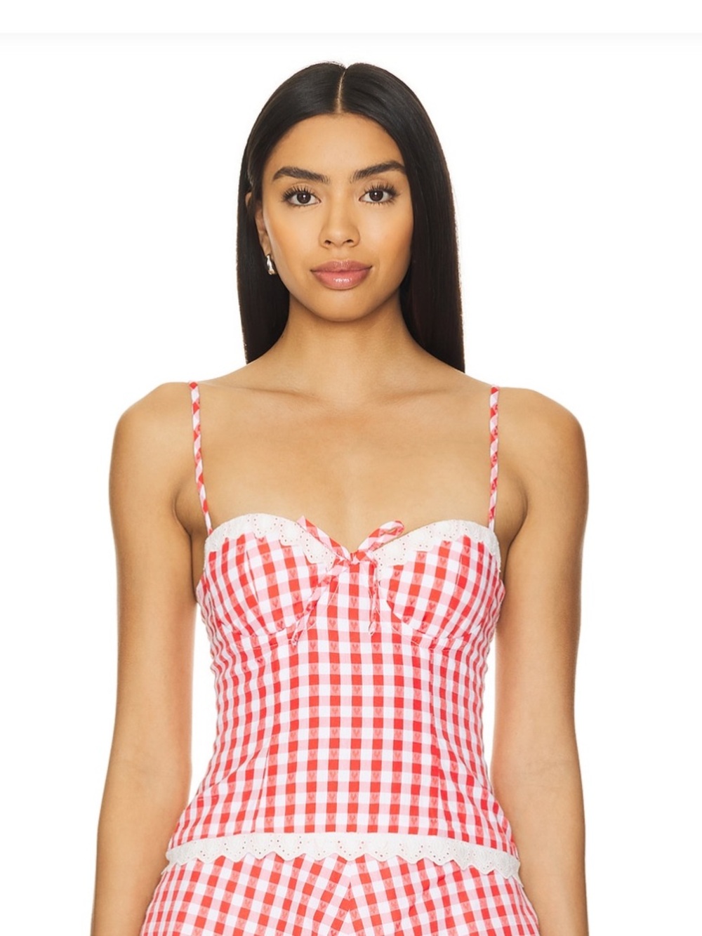 MAJORELLE Red & White Gingham Top